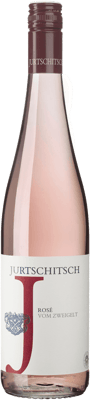 En lättare glasflaska med Jurtschitsch Rosé vom Zweigelt, en rosévin från Niederösterreich i Österrike