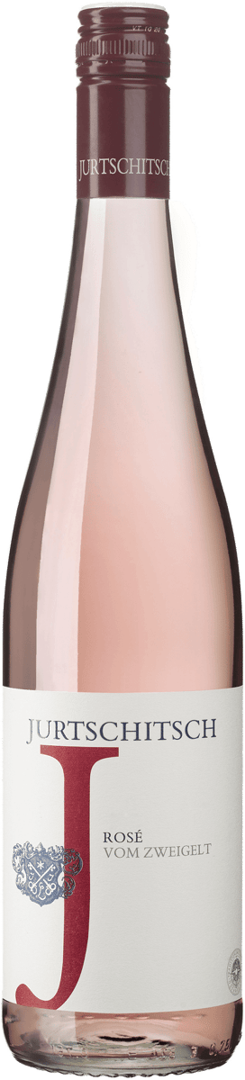 En lättare glasflaska med Jurtschitsch Rosé vom Zweigelt, en rosévin från Niederösterreich i Österrike