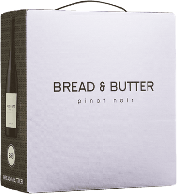 En box med Bread & Butter Pinot Noir, ett rött vin från Kalifornien i USA