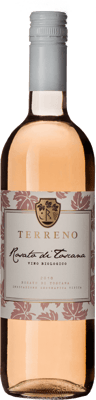 En lättare glasflaska med Terreno Rosato di Toscana 2020, en rosévin från Toscana i Italien
