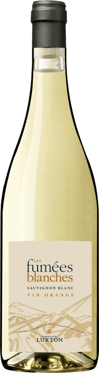 En glasflaska med Les Fumées Blanches Vin Orange 2021, ett vitt vin från Frankrike