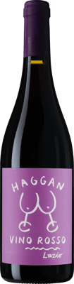 En lättare glasflaska med Haggan Vino Rosso, ett rött vin från Latium i Italien
