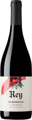 En glasflaska med El Rey Garnacha 2022, ett rött vin från Spanien