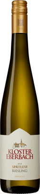 En lättare glasflaska med Kloster Eberbach Riesling Spätlese, ett vitt vin från Rheingau i Tyskland