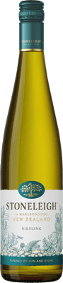 En lättare glasflaska med Stoneleigh Riesling 2020, ett vitt vin från Marlborough i Nya Zeeland