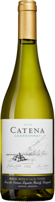 En lättare glasflaska med Catena Chardonnay, ett vitt vin från Cuyo i Argentina