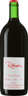 En lättare glasflaska med Arndorfer Rotwein, ett rött vin från Österrike