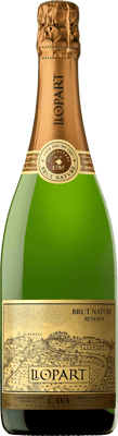 En lättare glasflaska med Llopart Brut Nature Reserva Corpinnat, en mousserande från Spanien