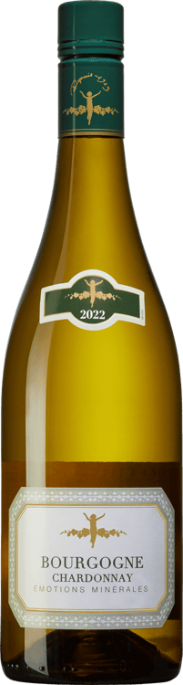 En lättare glasflaska med La Chablisienne Bourgogne Chardonnay, ett vitt vin från Bourgogne i Frankrike