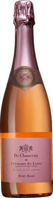 En glasflaska med Crémant Rosé de Chanceny, en mousserande från Loiredalen i Frankrike