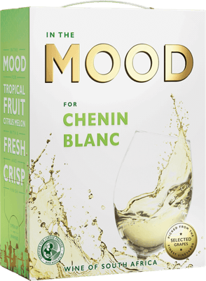 En box med In the MOOD for Chenin Blanc, ett vitt vin från Western Cape i Sydafrika