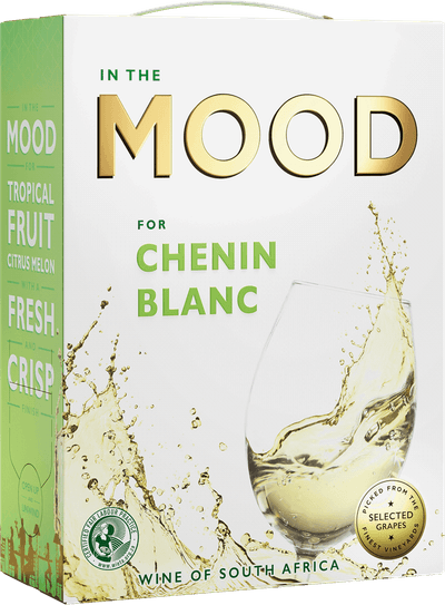 En box med In the MOOD for Chenin Blanc, ett vitt vin från Western Cape i Sydafrika