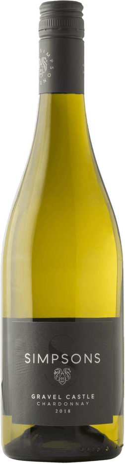 En lättare glasflaska med Simpsons Gravel Castle Chardonnay 2022, ett vitt vin från England i Storbritannien