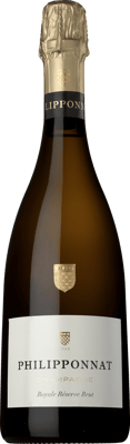 En glasflaska med Philipponnat Royale Réserve Brut, ett champagne från Champagne i Frankrike