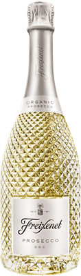 En glasflaska med Freixenet Prosecco DOC, en mousserande från Venetien i Italien