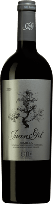 En lättare glasflaska med Juan Gil Silver Label, ett rött vin från Murcia i Spanien