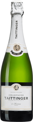 En glasflaska med Champagne Taittinger Demi–Sec, ett champagne från Champagne i Frankrike