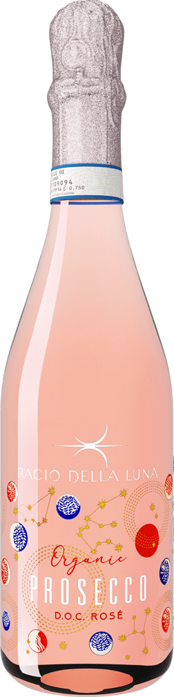 En flaska med Baccio della Luna Prosecco Rosé, en mousserande från Venetien i Italien