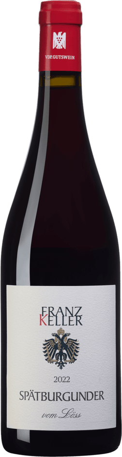 En glasflaska med Jurtschitsch Mon Rouge, ett rött vin från Baden i Tyskland