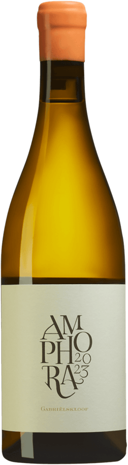 En glasflaska med Gabriëlskloof Amphora Sauvignon Blanc 2023, ett vitt vin från Western Cape i Sydafrika