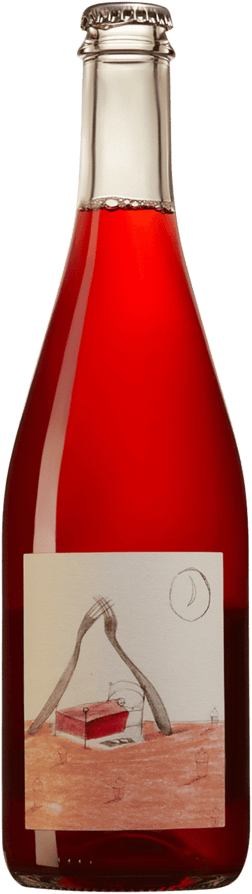 En lättare glasflaska med Pino Román Pét-Nat País 2023, ett mousserande vin från Région del Sur i Chile