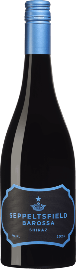 En glasflaska med Seppeltsfield Barossa Shiraz 2022, ett rött vin från South Australia i Australien
