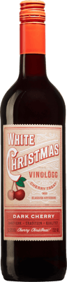 En lättare glasflaska med White Christmas Cherry Treat, en glögg och Glühwein från Sverige