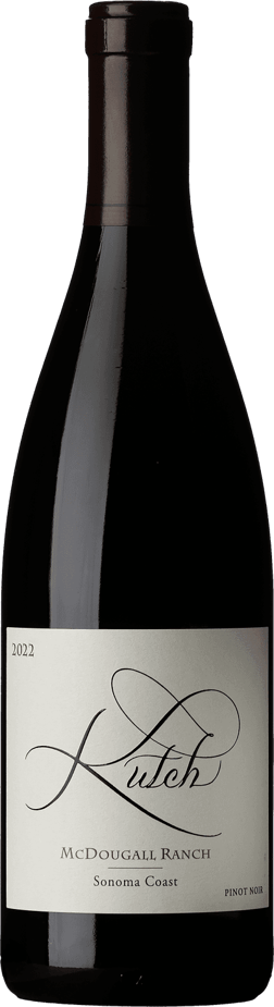 En glasflaska med Kutch McDougall Ranch Pinot Noir 2022, ett rött vin från Kalifornien i USA
