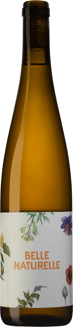 En glasflaska med Jurtschitsch Belle Naturelle Grüner Veltliner 2022, ett vitt vin från Österrike