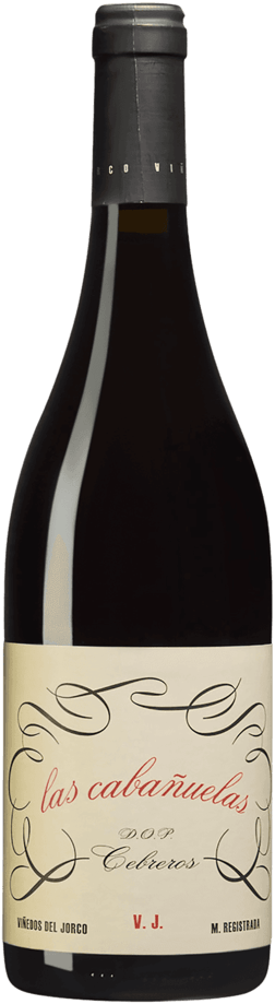 En glasflaska med Viñedos del Jorco Las Cabañuelas Garnacha 2022, ett rött vin från Kastilien-León i Spanien