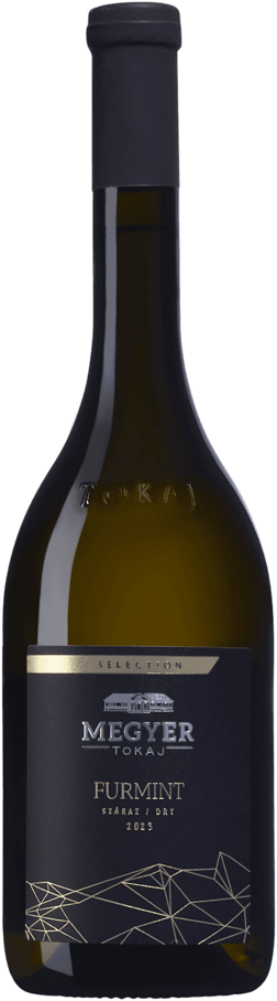 En glasflaska med Pajzos Megyer Furmint 2023, ett vitt vin från Tokaj i Ungern