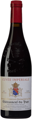 En glasflaska med Artadi Valdeginés 2019, ett rött vin från Rhonedalen i Frankrike