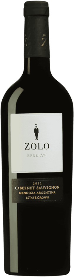 En glasflaska med Fincas Patagonicas Zolo Reserve Cabernet Sauvignon 2021, ett rött vin från Cuyo i Argentina