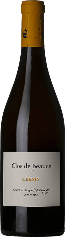 En glasflaska med Domaine Bonnigal-Bodet Clos de Beauce 2022, ett vitt vin från Loiredalen i Frankrike