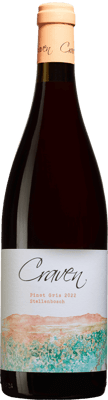 En glasflaska med Craven Pinot Gris, en rosévin från Western Cape i Sydafrika