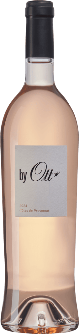 En glasflaska med By.Ott Rosé 2024, en rosévin från Provence i Frankrike