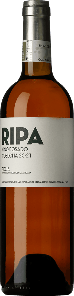 En glasflaska med José Luis Ripa Sáenz de Navarrete Ripa Rosado 2021, en rosévin från Rioja i Spanien