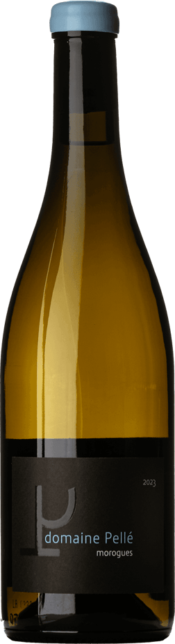 En glasflaska med Pellé Menetou-Salon Blanc Morogues 2023, ett vitt vin från Loiredalen i Frankrike