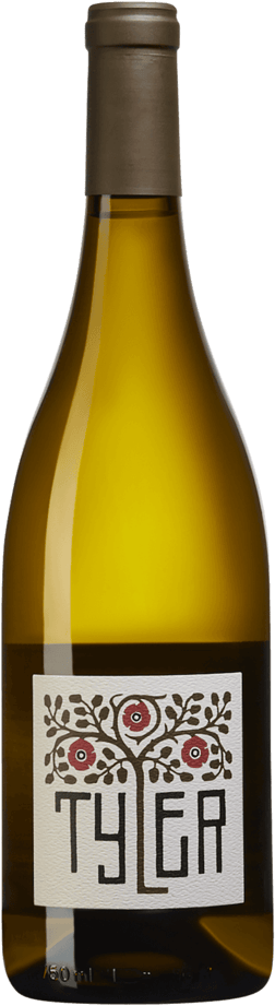 En glasflaska med Tyler Santa Barbara County Chardonnay 2022, ett vitt vin från Kalifornien i USA