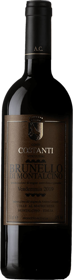 En glasflaska med E. Guigal Hermitage Blanc 2019, ett rött vin från Toscana i Italien