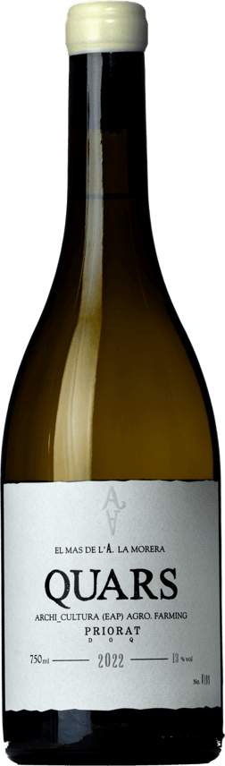 En glasflaska med Portal del Priorat Quars 2022, ett vitt vin från Katalonien i Spanien