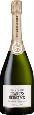 En glasflaska med Charles Heidsieck Blanc de Blancs Brut, ett champagne från Champagne i Frankrike