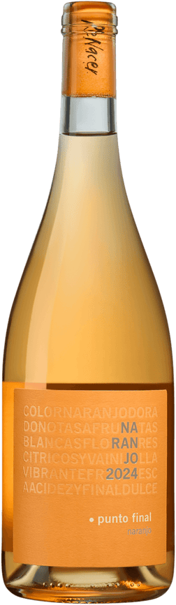 En glasflaska med Bodega Renacer Punto Final Naranjo 2024, ett vitt vin från Cuyo i Argentina
