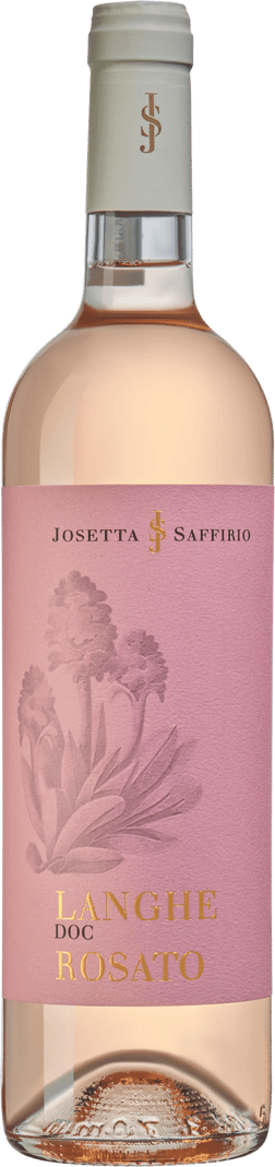 En glasflaska med Langhe Rosato Josetta Saffirio 2024, en rosévin från Piemonte i Italien