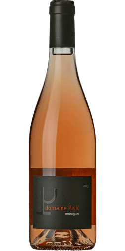 En glasflaska med Domaine Pellé 2023 Menetou-Salon Morogues Rosé, en rosévin från Loiredalen i Frankrike