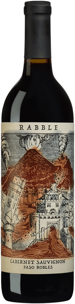 En glasflaska med Rabble Cabernet Sauvignon 2022, ett rött vin från Kalifornien i USA