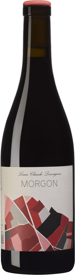 En glasflaska med Domaine Louis-Claude Desvignes Morgon Corcelette 2024, ett rött vin från Bourgogne i Frankrike
