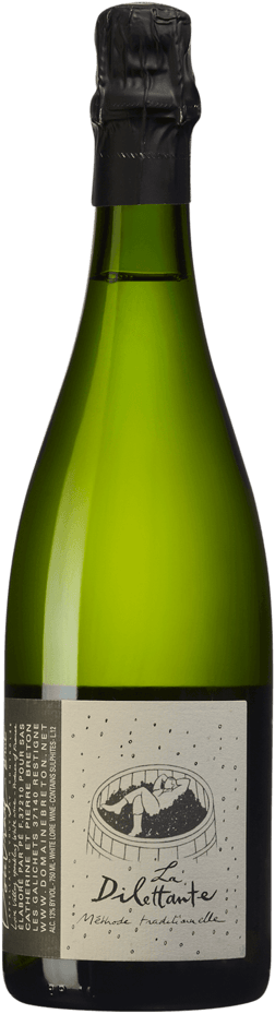 En glasflaska med Domaine Catherine et Pierre Breton Vouvray Brut La Dilettante, en mousserande från Loiredalen i Frankrike