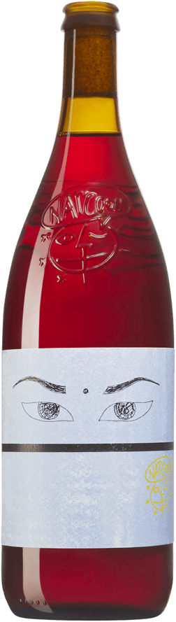 En lättare glasflaska med Nat Cool Tinto 2023, ett rött vin från Bairrada i Portugal