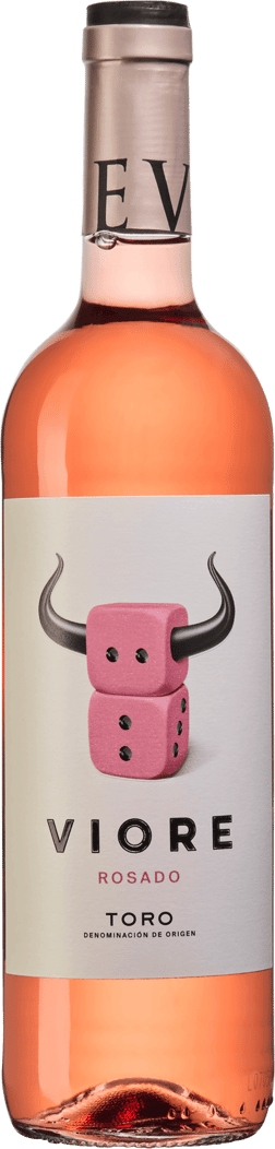 En lättare glasflaska med Viore Rosado 2024, en rosévin från Kastilien-León i Spanien